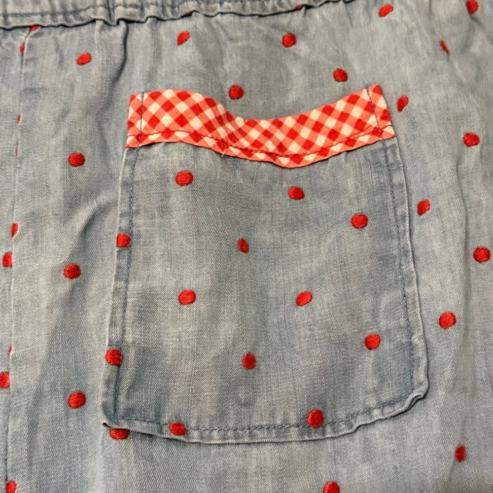 💙 Matilda Jane Cameron Chambray Dobby Shorts with red polka dots and red tassels - Picture 6 of 9